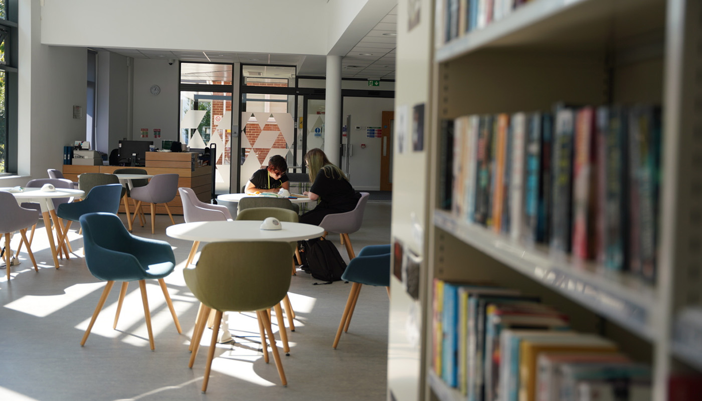 Students in a library